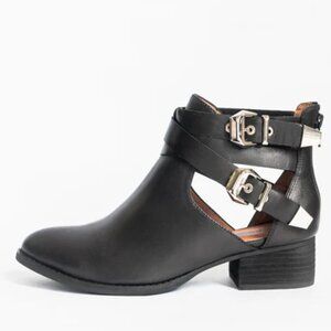 🎀Jeffrey Campbell Ibiza Everly Black Double Buckle Booties Leather
